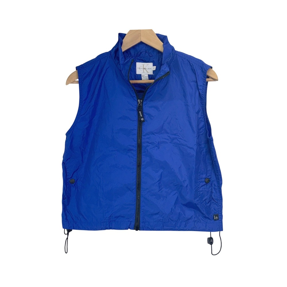 Calvin Klein VTG 90s Nylon Vest Sz M Blue Gorpcore Streetwear Sleeveless Jacket